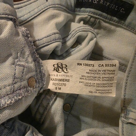 ROCK & REPUBLIC Women's Jeans KASHMIERE Size 8 M Light Skinny Zippered bottom - Picture 4 of 6